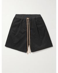Fear Of God Wide-leg Logo-appliquéd Cotton-twill Shorts - Black
