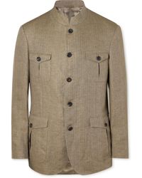 Kingsman - Argylle Nehru-collar Herringbone Linen Jacket - Lyst