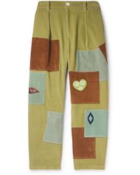 The Elder Statesman - Straight-leg Pleated Patchwork Cotton-corduroy Trousers - Lyst