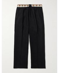 Kartik Research - Wide-Leg Embellished Pleated Linen Trousers - Lyst