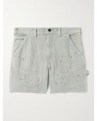 Enfants Riches Deprimes - Gerade geschnittene Shorts aus Baumwolle mit Fischgratmuster und Farbspritzern in Distressed-Optik - Lyst