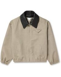 Bottega Veneta - Intrecciato Leather-Trimmed Wool-Twill Blouson Jacket - Lyst