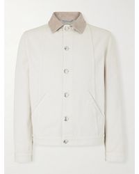 Brunello Cucinelli - Leather-Trimmed Denim Jacket - Lyst