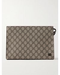 Gucci - Leather-trimmed Monogrammed Coated-canvas Pouch - Lyst