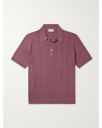 Piacenza 1733 - Cable-Knit Silk And Linen-Blend Polo Shirt - Lyst