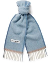 Acne Studios - Vally Logo-Appliquéd Fringed Knitted Scarf - Lyst