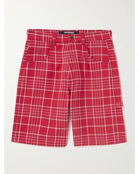 Jacquemus - Le Panni Straight-Leg Checked Cotton-Canvas Shorts - Lyst