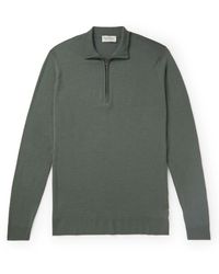 John Smedley - Slim-fit Merino Wool Half-zip Sweatshirt - Lyst