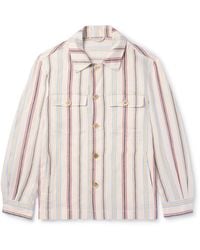 Etro - Striped Herringbone Linen-Twill Overshirt - Lyst
