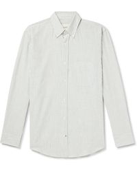James Purdey & Sons - Button-down Collar Striped Cotton And Linen-blend Shirt - Lyst