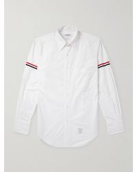 Thom Browne - Button-Down Collar Grosgrain-Trimmed Cotton-Poplin Shirt - Lyst