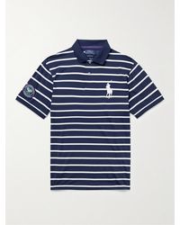 Polo Ralph Lauren - Wimbledon Logo-embroidered Appliquéd Striped Stretch-jersey Polo Shirt - Lyst