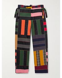 Bode - Straight-leg Patchwork Checked Wool-blend Trousers - Lyst