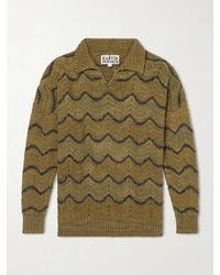 Kartik Research - Striped Knitted Cotton Polo Sweater - Lyst