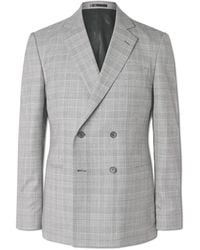 MR P. - Slim-Fit Double-Breasted Prince Of Wales Checked Wool-Flannel Suit Jacket - Lyst