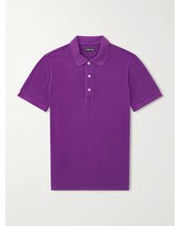 Tom Ford - Slim-fit Lyocell And Cotton-blend Piqué Polo Shirt - Lyst