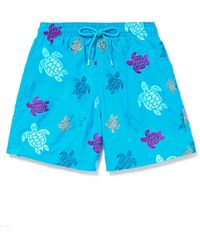 New Vilebrequin Prussian Blue Turtle Embroidery Motu Swim Shorts RRP £200 BNWT 