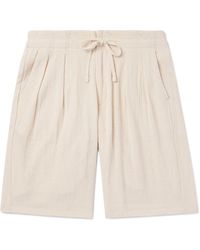 Monitaly - Straight-leg Pleated Cotton Shorts - Lyst