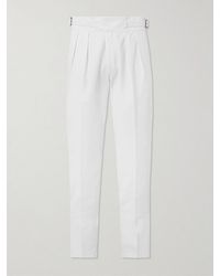 Rubinacci - Manny Tapered Pleated Cotton-Twill Trousers - Lyst