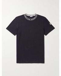 Moncler - T-shirt slim-fit in jersey di cotone con logo jacquard - Lyst