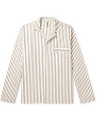 Tekla - Camp-collar Striped Organic Cotton-poplin Pyjama Shirt - Lyst