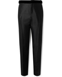 パンツ TOM FORD Tuxedo pants Black TOM FORD Straight-Leg Satin-Trimmed Wool, Mohair and Silk