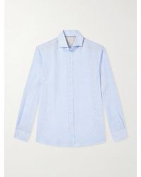 Brunello Cucinelli - Cutaway-collar Linen Shirt - Lyst