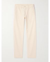 Drake's - Tapered Herringbone Cotton And Linen-blend Twill Trousers - Lyst