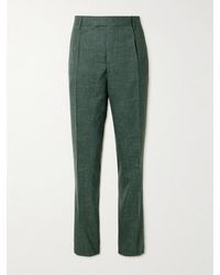 MR P. - Mike Straight-Leg Pleated Wool, Silk And Linen-Blend Suit Trousers - Lyst