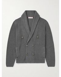 Brunello Cucinelli - Shawl-Collar Double-Breasted Ribbed Cotton Cardigan - Lyst