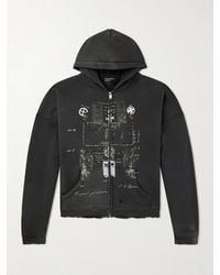 Enfants Riches Deprimes - Djagilve's Grave Distressed Printed Cotton-Jersey Zip-Up Hoodie - Lyst