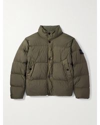 Stone Island - Daunenjacke aus gestepptem Reps-Nylon in Knitteroptik mit Logodetail in Stückfärbung - Lyst