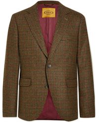 Tod's Houndstooth Shetland Wool Suit Jacket - Brown