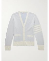 Thom Browne - Slim-fit Striped Linen And Cotton-blend Cardigan - Lyst