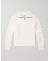 FRAME - Cable-knit Wool And Cashmere-blend Half-zip Sweater - Lyst