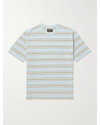 Beams Plus Striped Cotton-jersey T-shirt - Blue