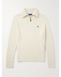 Polo Ralph Lauren - Logo-Embroidered Wool And Cotton-Blend Half-Zip Sweater - Lyst