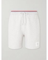 Thom Browne - Straight-leg Logo-appliquéd Striped Cotton-piqué Drawstring Shorts - Lyst