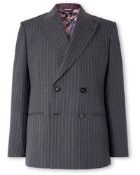 Etro - Double-breasted Logo-embroidered Wool-blend Jacquard Suit Jacket - Lyst