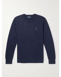 Polo Ralph Lauren - Logo-embroidered Cotton And Cashmere-blend Sweater - Lyst