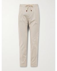Incotex - Venezia 1951 schmal zulaufende Hose aus gestreifter Baumwolle mit Kordelzugbund und Falten - Lyst