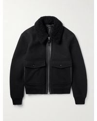 Tom Ford - Shearling And Leather-Trimmed Wool-Blend Bomber Jacket - Lyst