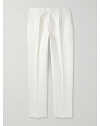 ZEGNA - Tapered Pleated Cotton And Linen-Blend Twill Trousers - Lyst