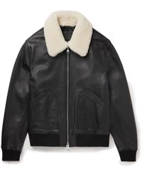 MR P. - Shearling-trimmed Leather Bomber Jacket - Lyst