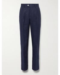 Brunello Cucinelli - Slim-Fit Pleated Linen Suit Trousers - Lyst