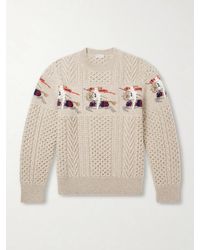 Burberry - Logo-intarsia Cable-knit Wool And Cashmere-blend Sweater - Lyst