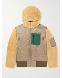 Sacai - Faux Shearling-trimmed Nylon-twill Hooded Bomber Jacket - Lyst