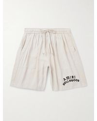 Amiri - Hollywood gerade geschnittene Shorts aus einer Modalmischung mit Logoflockdruck und Kordelzugbund - Lyst