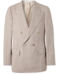 Umit Benan - Double-breasted Linen And Wool-blend Blazer - Lyst