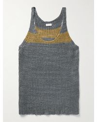Dries Van Noten - Striped Open-knit Linen-blend Tank Top - Lyst